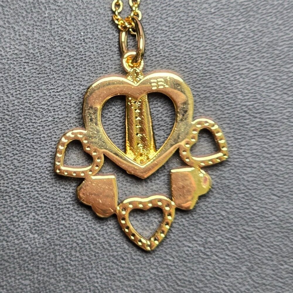 Unique Gold Multi-Heart Pendant Necklace - Picture 3 of 5